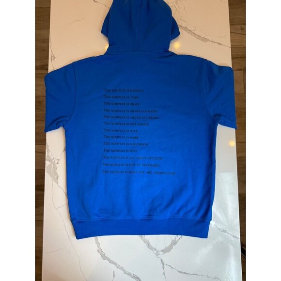 The Kooples Men's Hoodie Large Blue Neoprene, "What Is" Inscription, Heavyweight - Picture 4 of 14